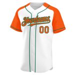 Custom Name & Number Personalized Baseball Jersey - White Orange Kelly Green Authentic Raglan Sleeves Personalized White