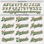 Custom Team Name Number Bomber Jacket White Orange Kelly Green Varsity Full-Snap Letterman Personalized White Orange-Kelly