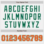 Custom Team Name Number Bomber Jacket White Orange Kelly Green Varsity Full-Snap Two Tone Design Personalized White Orange-Kelly