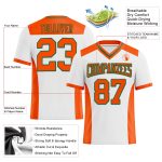 Custom Personalized Football Jersey - Authentic Mesh in White, Orange, and Kelly Green with Name & Number Personalized White