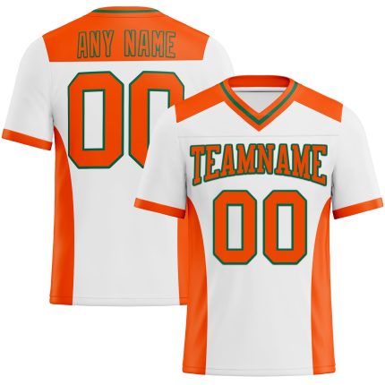 Custom Personalized Football Jersey - Authentic Mesh in White, Orange, and Kelly Green with Name & Number Personalized White