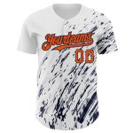 Custom Personalized 3D Pattern Baseball Jersey - White Orange Navy Splash with Name and Number Personalized White Orange-Navy