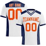 Personalized Authentic Football Jersey - White Orange-Navy Mesh Design Personalized White Orange-Navy Mesh Authentic Football