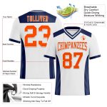Personalized Authentic Football Jersey - White Orange-Navy Mesh Design Personalized White Orange-Navy Mesh Authentic Football
