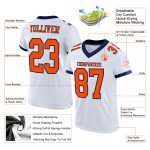 Custom Name Number Personalized Football Jersey - White Orange Navy Mesh Authentic Team Jersey Personalized White Orange-Navy