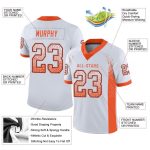 Custom Name and Number Personalized Football Jersey - White Orange Navy Mesh Drift Style Personalized White Orange-Navy Mesh
