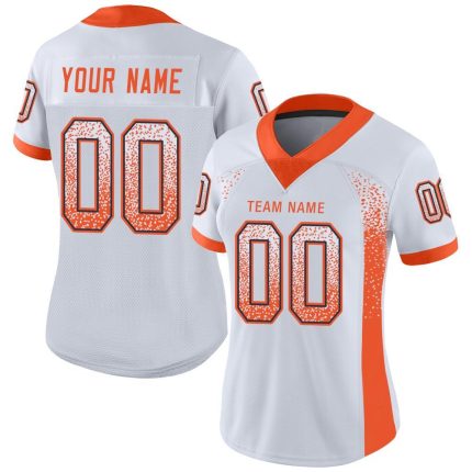 Custom Name and Number Personalized Football Jersey - White Orange Navy Mesh Drift Style Personalized White Orange-Navy Mesh