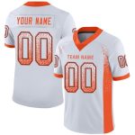 Custom Name and Number Personalized Football Jersey - White Orange Navy Mesh Drift Style Personalized White Orange-Navy Mesh