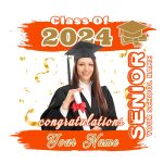 Custom Name Number 3D Graduation T-Shirt - Personalized White Orange Old Gold Performance Tee Personalized White Orange-Old