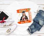 Custom Name Number 3D Graduation T-Shirt - Personalized White Orange Old Gold Performance Tee Personalized White Orange-Old