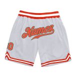 Customizable Throwback Basketball Shorts - Personalized White and Old Gold with Team Name and Number Personalized White Orange-Old