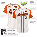 Custom Name & Number Baseball Jersey | Personalized Black-Orange Raglan with White & Orange Pinstripes Personalized White
