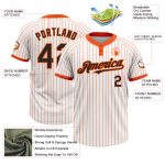 Custom Name & Number Unisex Softball Jersey - Personalized Black White Orange Pinstripe Two-Button Design Personalized White