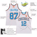 Custom Basketball Jersey with Personalized Name and Number - White Orange Blue-Orange Pinstripe, Authentic Team Design Personalized