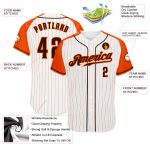 Custom Name Number Personalized Baseball Jersey Raglan Sleeves White Orange Pinstripe Brown-Orange Authentic Team Gear Personalized