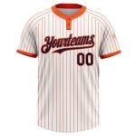 Custom Team Name Number Personalized Two-Button Unisex Softball Jersey White Orange Navy Pinstripe Personalized White Orange
