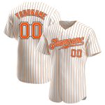 Custom Name Number Orange Black Personalized Baseball Jersey - White Orange Pinstripe Personalized White Orange Pinstripe
