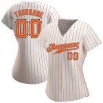 Custom Name Number Orange Black Personalized Baseball Jersey - White Orange Pinstripe Personalized White Orange Pinstripe