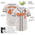 Personalized Orange Black Pinstripe Baseball Jersey - Authentic White Jersey Personalized White Orange Pinstripe Orange-Black