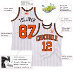 Personalized Orange Black Basketball Jersey with White Pinstripes - Authentic Sportswear Personalized White Orange Pinstripe