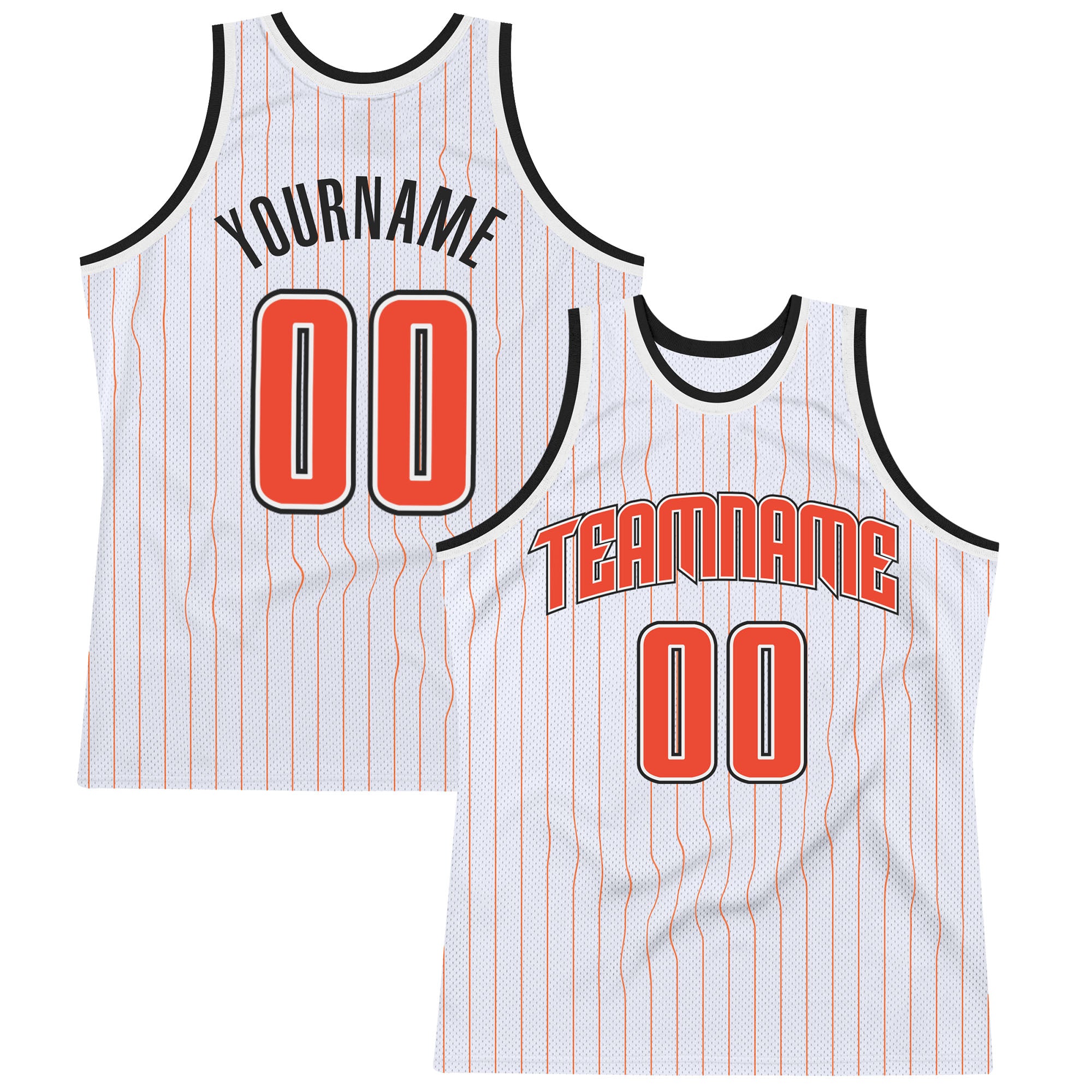 Custom Personalized Basketball Jersey - White Orange Pinstripe with Name and Number - Authentic Team Gear Personalized White