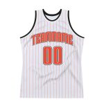 Custom Personalized Basketball Jersey - White Orange Pinstripe with Name and Number - Authentic Team Gear Personalized White