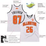 Custom Personalized Basketball Jersey - White Orange Pinstripe with Name and Number - Authentic Team Gear Personalized White