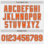 Custom Name Number Varsity Letterman Jacket Orange-Black Bomber with White Orange Pinstripes - Full-Snap Style Personalized