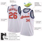 Custom Name and Number Personalized Orange-Navy Basketball Jersey White Orange Pinstripe Authentic Team Apparel Personalized