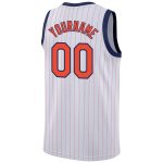 Custom Name and Number Personalized Orange-Navy Basketball Jersey White Orange Pinstripe Authentic Team Apparel Personalized