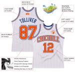 Custom Name & Number Personalized Basketball Jersey White Orange Pinstripe Authentic Team Personalized White Orange Pinstripe