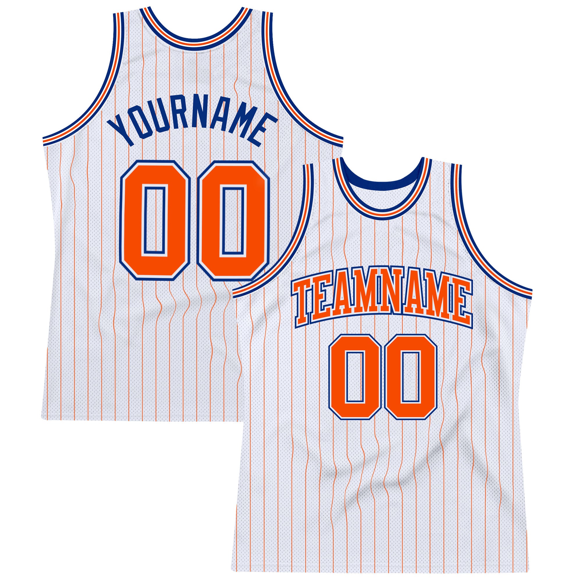 Custom Name & Number Personalized Basketball Jersey White Orange Pinstripe Authentic Team Personalized White Orange Pinstripe