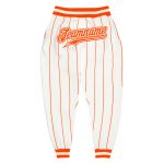 Custom Team Name Number Sports Pants - Personalized White Orange Pinstripe Design Personalized White Orange Pinstripe Orange-White