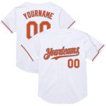 Custom Name and Number Personalized Baseball Jersey - White Orange Powder Blue Mesh Authentic Throwback Personalized White