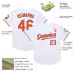 Custom Name and Number Personalized Baseball Jersey - White Orange Powder Blue Mesh Authentic Throwback Personalized White