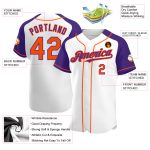 Personalized Custom Name Number Baseball Jersey for Team - White Orange Purple Authentic Raglan Sleeves Personalized White