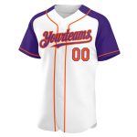 Personalized Custom Name Number Baseball Jersey for Team - White Orange Purple Authentic Raglan Sleeves Personalized White