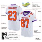Customizable Football Jersey - Personalized Orange and Purple Mesh with Custom Name and Number Personalized White Orange-Purple