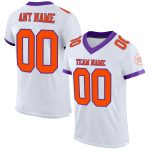 Customizable Football Jersey - Personalized Orange and Purple Mesh with Custom Name and Number Personalized White Orange-Purple