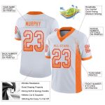 Personalized Custom Name and Number Football Jersey, White Orange-Red Mesh Drift Fashion Apparel Personalized White Orange-Red