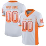 Personalized Custom Name and Number Football Jersey, White Orange-Red Mesh Drift Fashion Apparel Personalized White Orange-Red