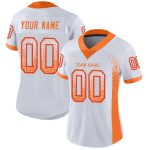 Personalized Custom Name and Number Football Jersey, White Orange-Red Mesh Drift Fashion Apparel Personalized White Orange-Red