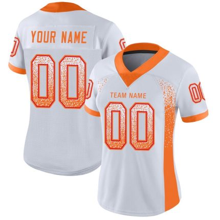 Personalized Custom Name and Number Football Jersey, White Orange-Red Mesh Drift Fashion Apparel Personalized White Orange-Red