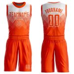 Custom Basketball Jersey with Personalized Name and Number, White Orange Round Neck Sublimation Suit Personalized White Orange