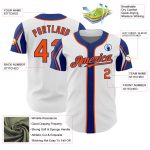 Custom Authentic Baseball Jersey with Personalized Name & Number - White Orange-Royal 3 Colors Arm Shapes Personalized White