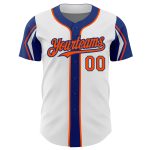Custom Authentic Baseball Jersey with Personalized Name & Number - White Orange-Royal 3 Colors Arm Shapes Personalized White