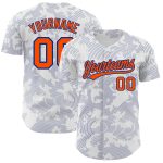 Custom Name and Number Personalized Baseball Jersey with 3D Curve Lines in White Orange-Royal Design Personalized White Orange-Royal