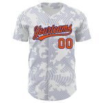 Custom Name and Number Personalized Baseball Jersey with 3D Curve Lines in White Orange-Royal Design Personalized White Orange-Royal