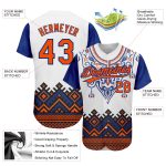 Custom Name and Number Personalized 3D Pattern African Ethnic Style Baseball Jersey - White Orange-Royal Design Personalized