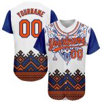 Custom Name and Number Personalized 3D Pattern African Ethnic Style Baseball Jersey - White Orange-Royal Design Personalized